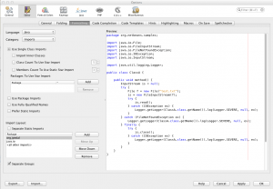 NetBeans imports menu