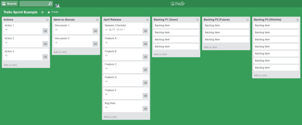 Trello Sprint Example