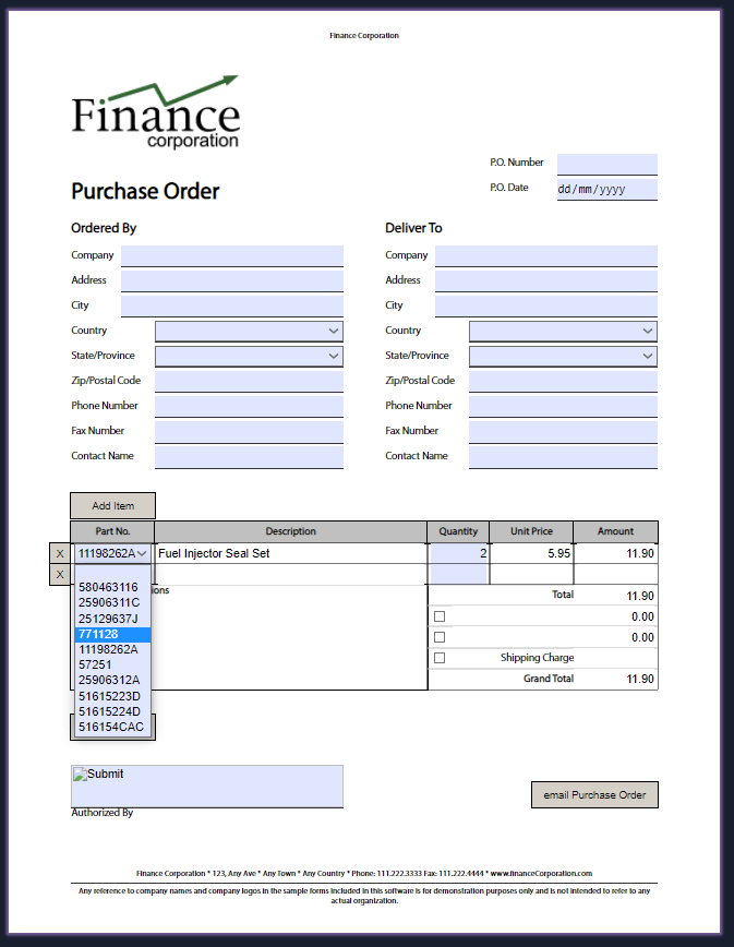 A screenshot of a XFA PDF form